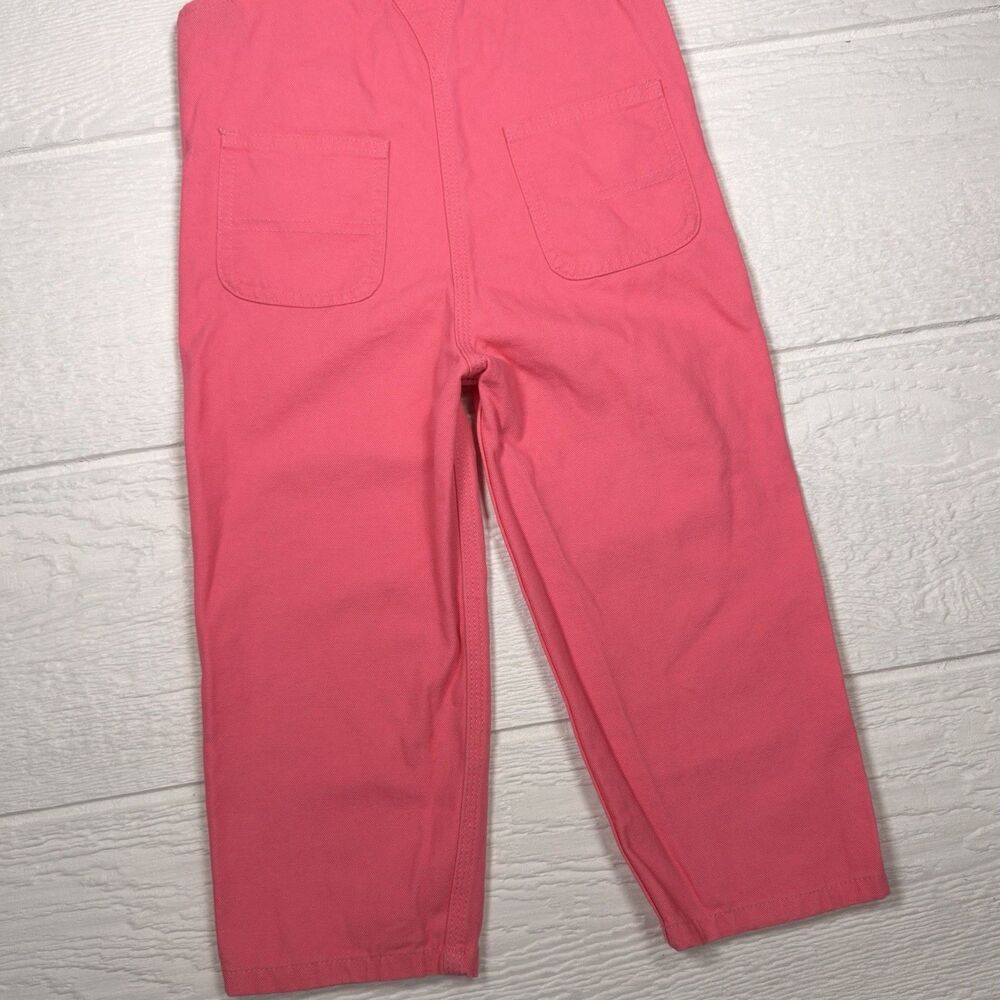 Carhartt Girls Loose Fit Canvas Bib Overalls Pink Lemonade 3T Workwear Kids - Picture 8 of 12